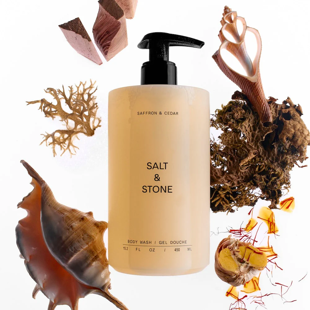 SALT & STONE Body Wash Saffron & Cedar 450ml - Антиоксидантний гель для душу з ароматом шафрану та кедру - фото №1
